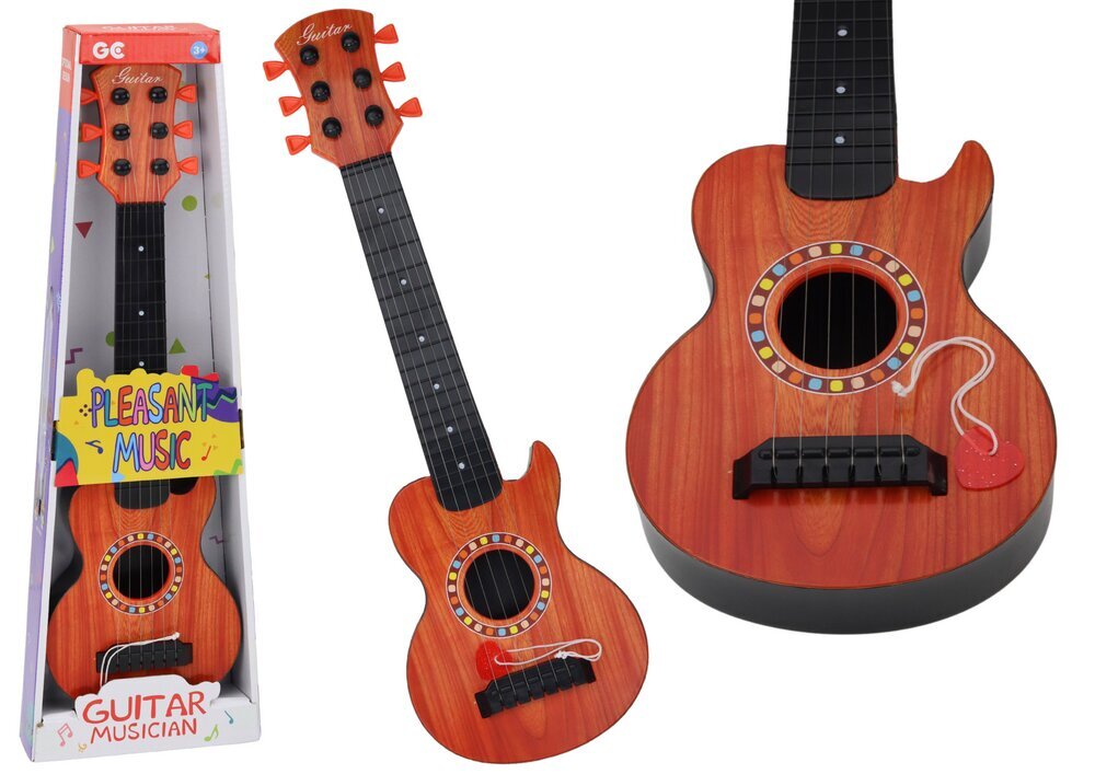 Vaikiška medinė gitara, ruda, 47x14x4 cm  kaina ir informacija | Žaislai mergaitėms | pigu.lt