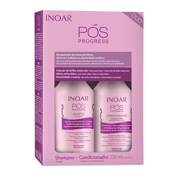 Prekė su pažeista pakuote. Rinkinys po procedūrų su keratinu INOAR Pos Progress Duo Kit: šampūnas 250 ml + kondicionierius 250 ml kaina ir informacija | Kvepalai ir kosmetika su pažeista pakuote | pigu.lt