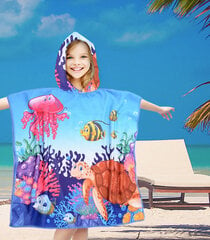 Детское пляжное полотенце-пончо с капюшоном "Аквариум", 60 Х 90 СМ. цена и информация | Полотенца | pigu.lt