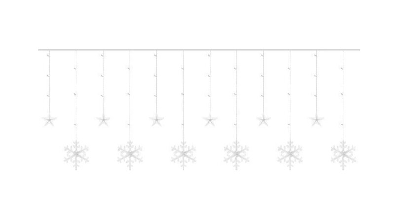 Girliandų užuolaida Snaigės ir žvaigždės 138 LED, 5,7m kaina ir informacija | Girliandos | pigu.lt