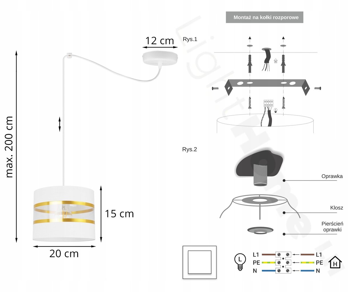 LightHome pakabinamas šviestuvas Spider Elegance Gold kaina ir informacija | Pakabinami šviestuvai | pigu.lt