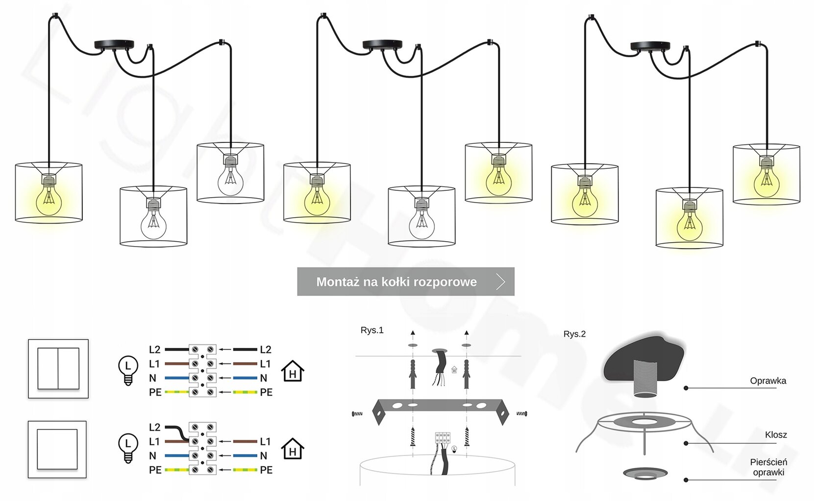 LightHome pakabinamas šviestuvas Spider Elegance Gold kaina ir informacija | Pakabinami šviestuvai | pigu.lt