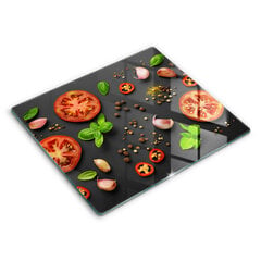 Stiklinė pjaustymo lenta Pomidorai ir prieskoniai, 60x52 cm kaina ir informacija | Pjaustymo lentelės | pigu.lt