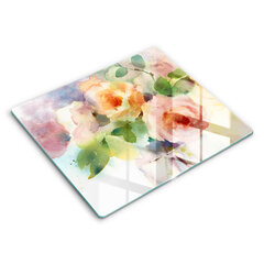 Stiklinė pjaustymo lenta Dažytos gėlės, 60x52 cm kaina ir informacija | Pjaustymo lentelės | pigu.lt