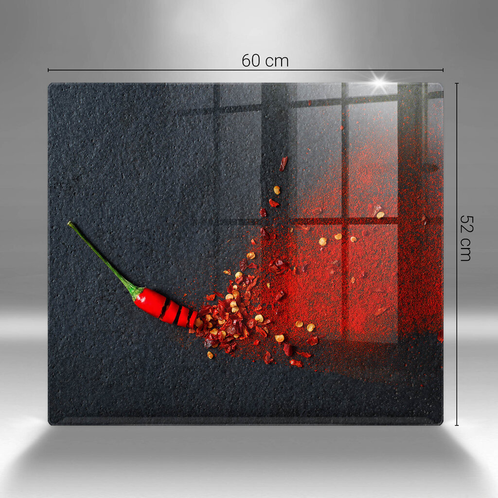Stiklinė pjaustymo lenta Čili pipiras, 60x52 cm цена и информация | Pjaustymo lentelės | pigu.lt