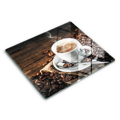 Stiklinė pjaustymo lenta Puodelis ir kavos pupelės, 60x52 cm kaina ir informacija | Pjaustymo lentelės | pigu.lt