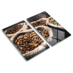 Stiklinė pjaustymo lenta Kavos pupelių maišeliai, 2x30x52 cm kaina ir informacija | Pjaustymo lentelės | pigu.lt