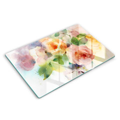 Stiklinė pjaustymo lenta Dažytos gėlės, 80x52 cm kaina ir informacija | Pjaustymo lentelės | pigu.lt