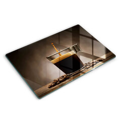 Stiklinė pjaustymo lenta Stiklas ir kavos pupelės, 80x52 cm kaina ir informacija | Pjaustymo lentelės | pigu.lt