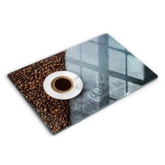 Stiklinė pjaustymo lenta Kavos pupelės ir puodelis, 80x52 cm kaina ir informacija | Pjaustymo lentelės | pigu.lt