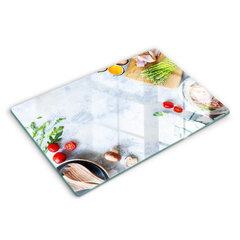 Stiklinė pjaustymo lenta Ingredientai virtuvėje, 80x52 cm kaina ir informacija | Pjaustymo lentelės | pigu.lt