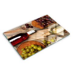 Stiklinė pjaustymo lenta Vyno buteliai ir vynuogės, 80x52 cm kaina ir informacija | Pjaustymo lentelės | pigu.lt