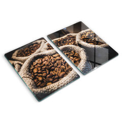 Stiklinė pjaustymo lenta Kavos pupelių maišeliai, 2x40x52 cm kaina ir informacija | Pjaustymo lentelės | pigu.lt
