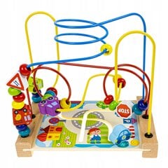 Medinė Montessori dėlionė - labirintas Automobiliai kaina ir informacija | Žaislai kūdikiams | pigu.lt