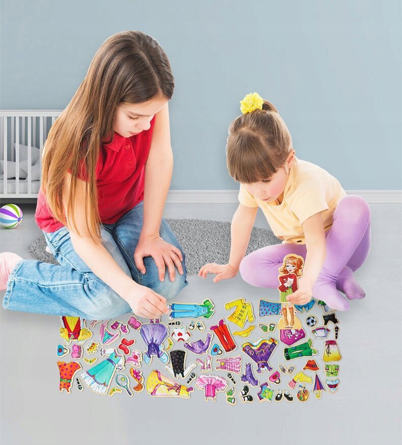 Edukacinis magnetinių dėlionių rinkinys lėlės ir aksesuarai kaina ir informacija | Žaislai mergaitėms | pigu.lt