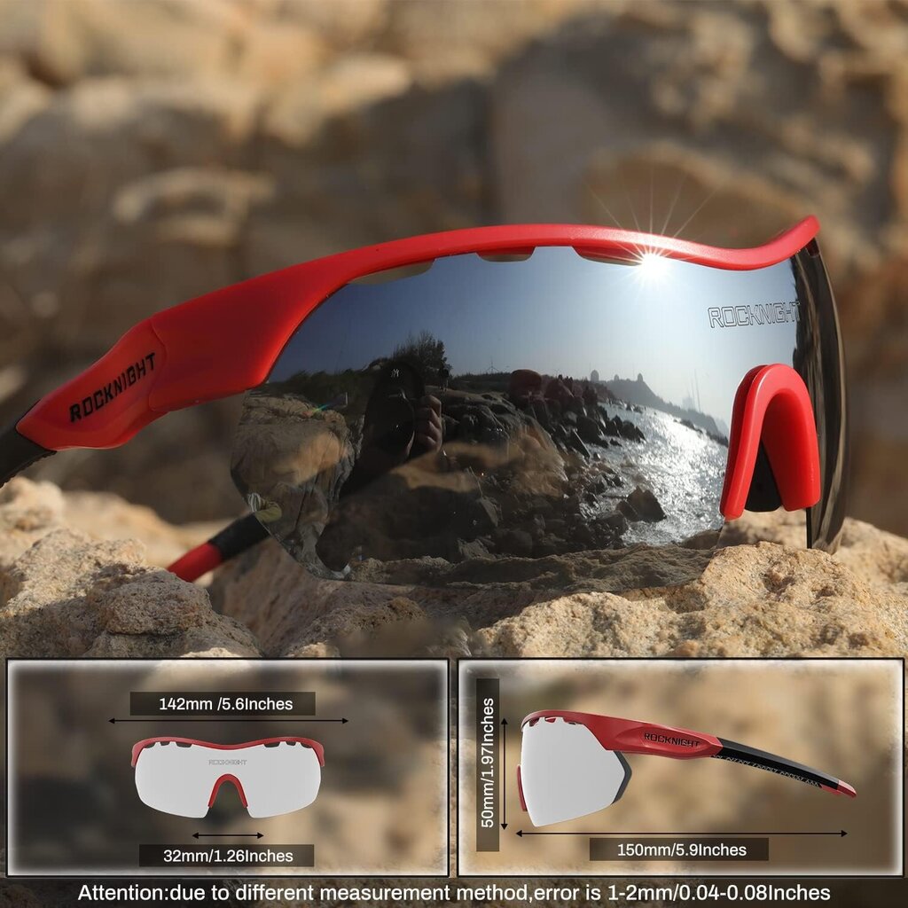 Sportiniai akiniai nuo saulės Rocknight HD, raudoni kaina ir informacija | Sportiniai akiniai | pigu.lt