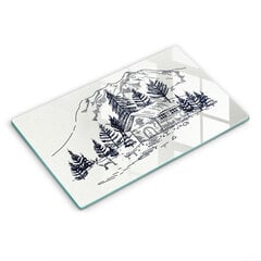 Stiklinė pjaustymo lenta Kotedžo kalnuose brėžinys, 52x30 cm kaina ir informacija | Pjaustymo lentelės | pigu.lt