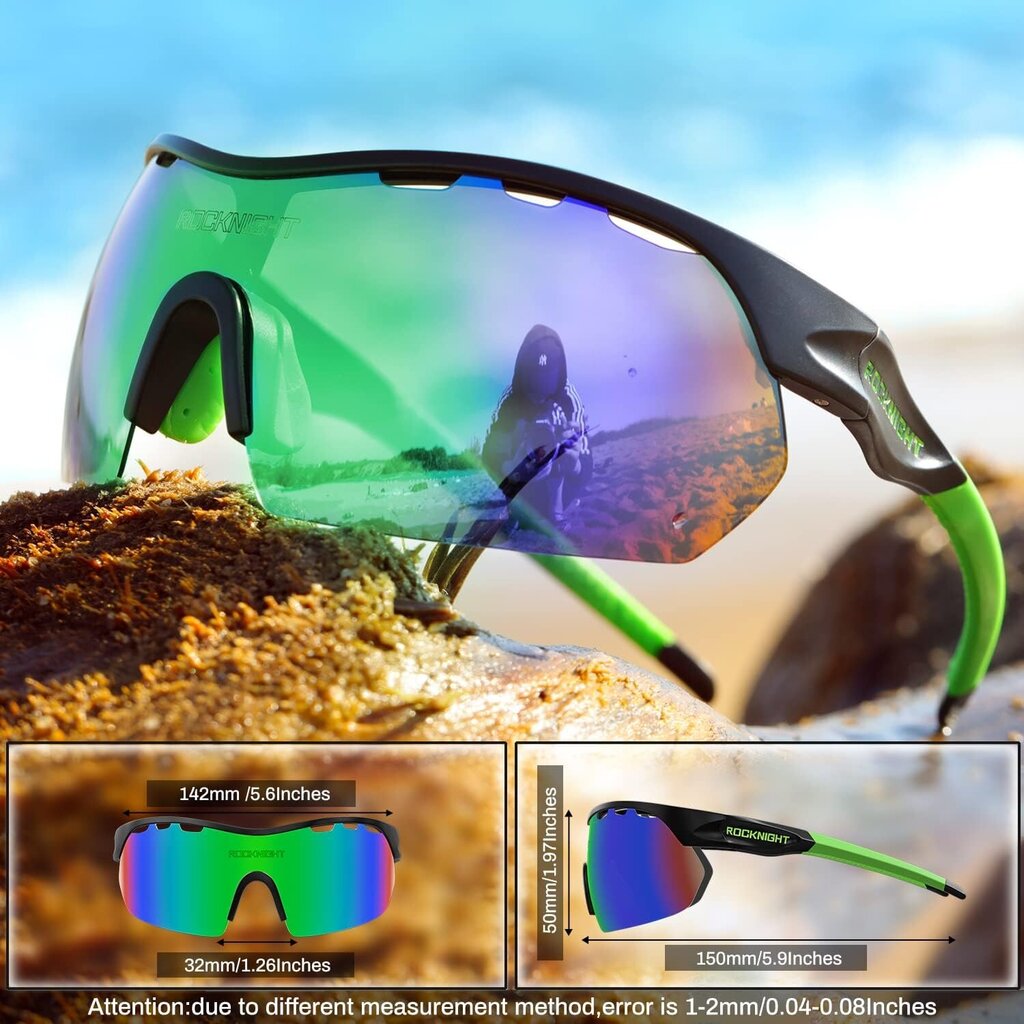 Sportiniai akiniai nuo saulės Rocknight HD, juodi kaina ir informacija | Sportiniai akiniai | pigu.lt
