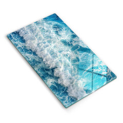 Stiklinė pjaustymo lenta Jūros vandens bangos, 30x52 cm kaina ir informacija | Pjaustymo lentelės | pigu.lt