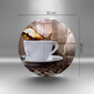 Stiklinė pjaustymo lenta Puodelis ir kavos pupelės, 30 cm kaina ir informacija | Pjaustymo lentelės | pigu.lt