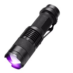 UV LED nešiojamas žibintuvėlis 395nm juodos šviesos bangos ilgio violetinis žibintuvėlis kaina ir informacija | Žibintuvėliai, prožektoriai | pigu.lt