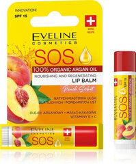 Lūpų balzamas Eveline Cosmetics SOS 100% Organic Argan Oil Peach Sorbet, 4.5 ml kaina ir informacija | Lūpų dažai, blizgiai, balzamai, vazelinai | pigu.lt