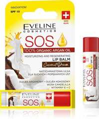 Lūpų balzamas Eveline Cosmetics SOS 100% Organic Argan Oil Coconut Dream, 4,5 ml kaina ir informacija | Lūpų dažai, blizgiai, balzamai, vazelinai | pigu.lt