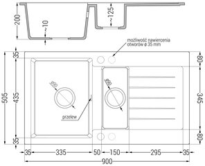 Granitinė virtuvinė plautuvė Mexen Matias su maišytuvu ir sifonu, Grey цена и информация | Раковины на кухню | pigu.lt