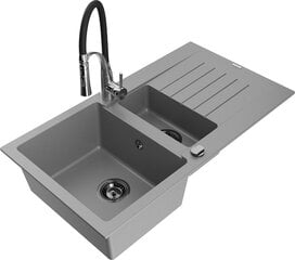 Granitinė virtuvinė plautuvė Mexen Matias su maišytuvu ir sifonu, Grey+Black/Chrome цена и информация | Раковины на кухню | pigu.lt