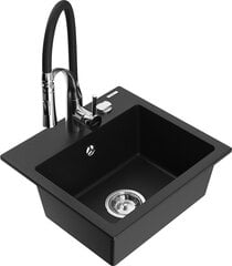 Granitinė virtuvinė plautuvė Mexen Milo su maišytuvu ir sifonu, Black+Black/Chrome цена и информация | Раковины на кухню | pigu.lt