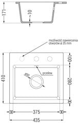 Granitinė virtuvinė plautuvė Mexen Milo su maišytuvu ir sifonu, Grey+Black цена и информация | Раковины на кухню | pigu.lt