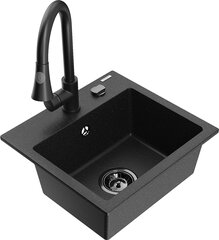 Granitinė virtuvinė plautuvė Mexen Milo su maišytuvu ir sifonu, Metallic black/silver+Black цена и информация | Раковины на кухню | pigu.lt