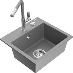 Granitinė virtuvinė plautuvė Mexen Milo su maišytuvu ir sifonu, Grey+Grey/Chrome цена и информация | Раковины на кухню | pigu.lt