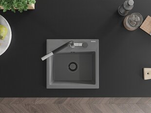 Granitinė virtuvinė plautuvė Mexen Milo su maišytuvu ir sifonu, Grey+Black/Chrome цена и информация | Раковины на кухню | pigu.lt