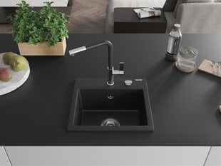 Granitinė virtuvinė plautuvė Mexen Milo su maišytuvu ir sifonu, Black+Black/Chrome цена и информация | Раковины на кухню | pigu.lt