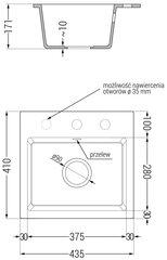 Granitinė virtuvinė plautuvė Mexen Milo su maišytuvu ir sifonu, White/Chrome kaina ir informacija | Virtuvinės plautuvės | pigu.lt