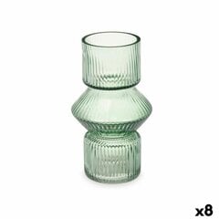 Vaza Dryžiai Žalia Stiklas 9.5 x 16.5 x 9.5 cm (8 vnt.) цена и информация | Вазы | pigu.lt