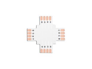 Разъем (коннектор) светодиодной ленты PCB типа "+" 10мм RGB, 4pin. цена и информация | Светодиодные ленты | pigu.lt