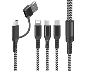 LTC 3in2 SUPERIOR CABLE USB-LIGHTING|USB-C|microUSB - USB|USB-C 1.2m 3A BLACK цена и информация | Кабели и провода | pigu.lt
