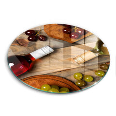 Stiklinė pjaustymo lenta Vyno buteliai ir vynuogės, 40 cm kaina ir informacija | Pjaustymo lentelės | pigu.lt