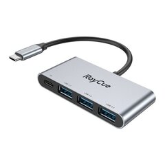 RayCue 4-in-1 hub USB-C to 3x USB-A 3.0 5Gbps + PD 3.0 100W (gray) цена и информация | Адаптеры, USB-разветвители | pigu.lt