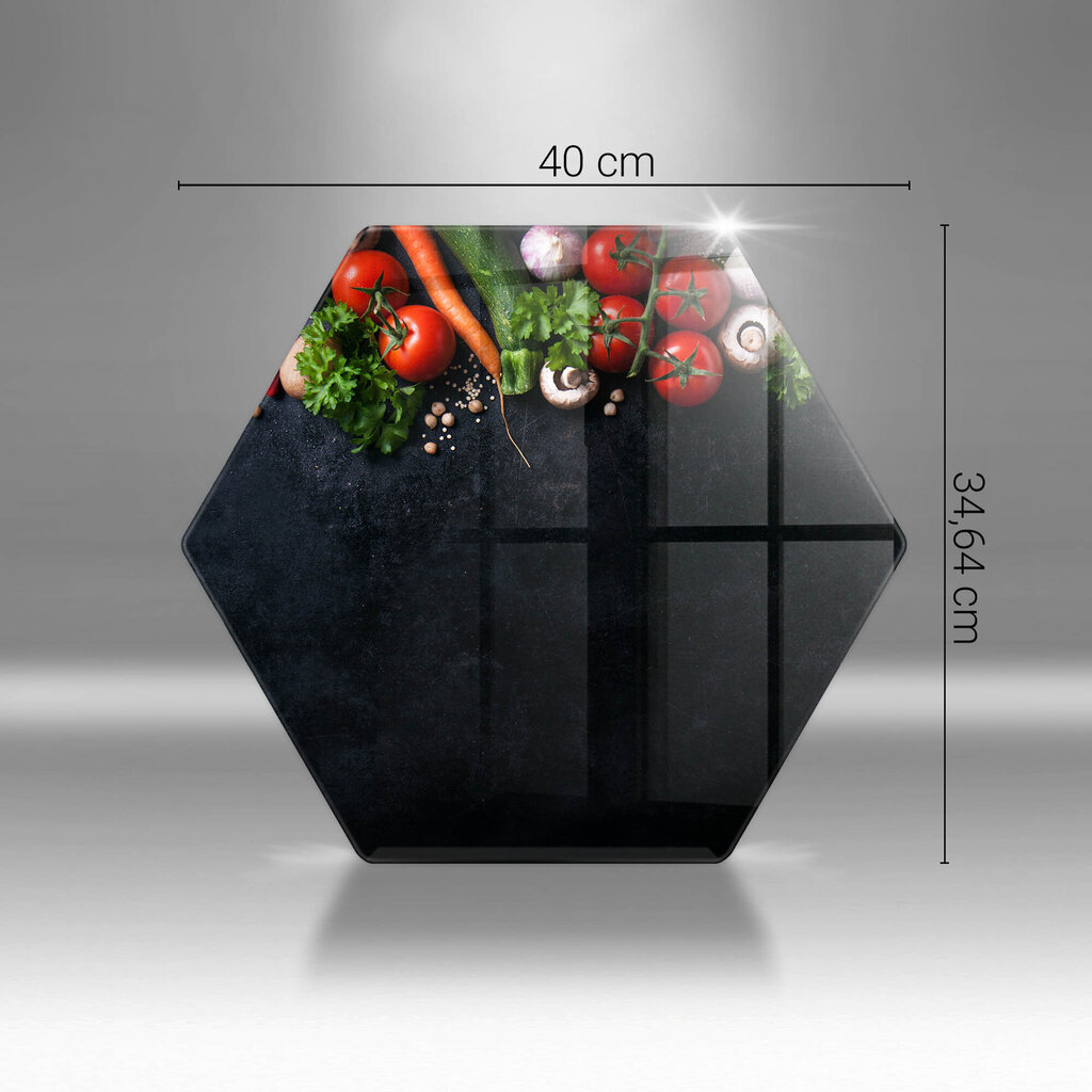 Stiklinė pjaustymo lenta Spalvingos daržovės, 40 cm kaina ir informacija | Pjaustymo lentelės | pigu.lt