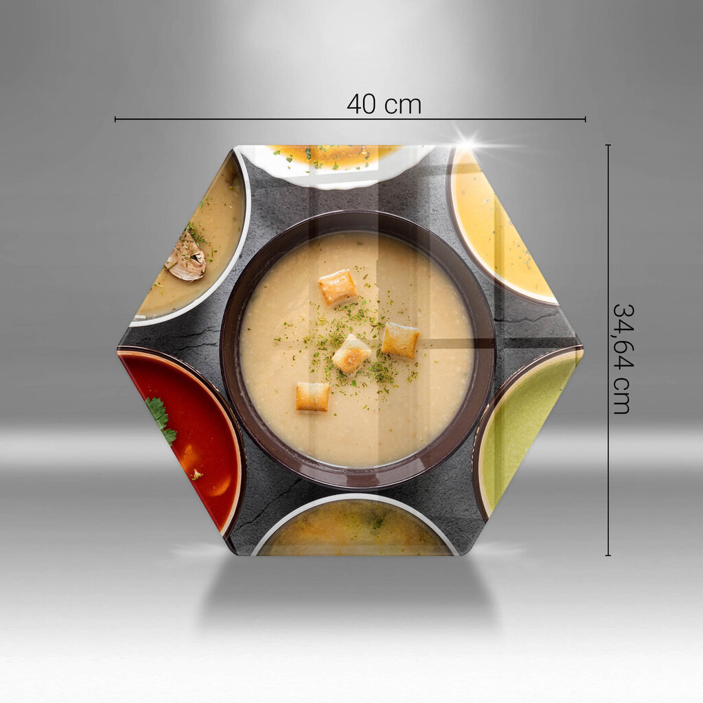 Stiklinė pjaustymo lenta Spalvingos sriubos, 40 cm kaina ir informacija | Pjaustymo lentelės | pigu.lt