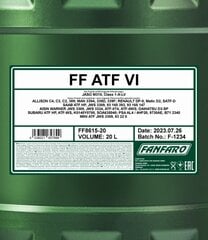 Fanfaro ATF Dexron VI automatinių pavarų dėžių alyva, 20l kaina ir informacija | Kitos alyvos | pigu.lt