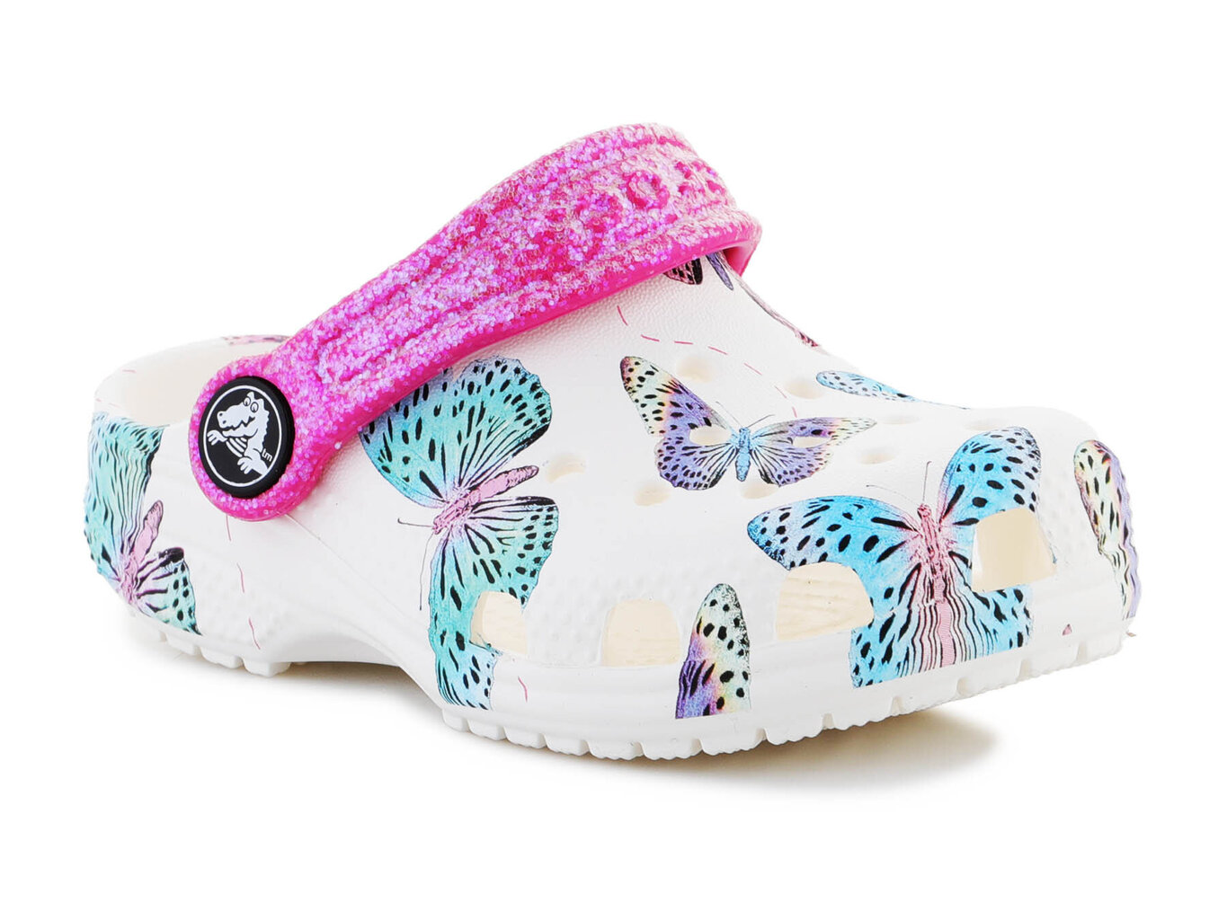 Crocs šlepetės vaikams Classic Butterfly Clog 208300-94S 30411-484, baltos kaina ir informacija | Šlepetės, kambario avalynė vaikams | pigu.lt