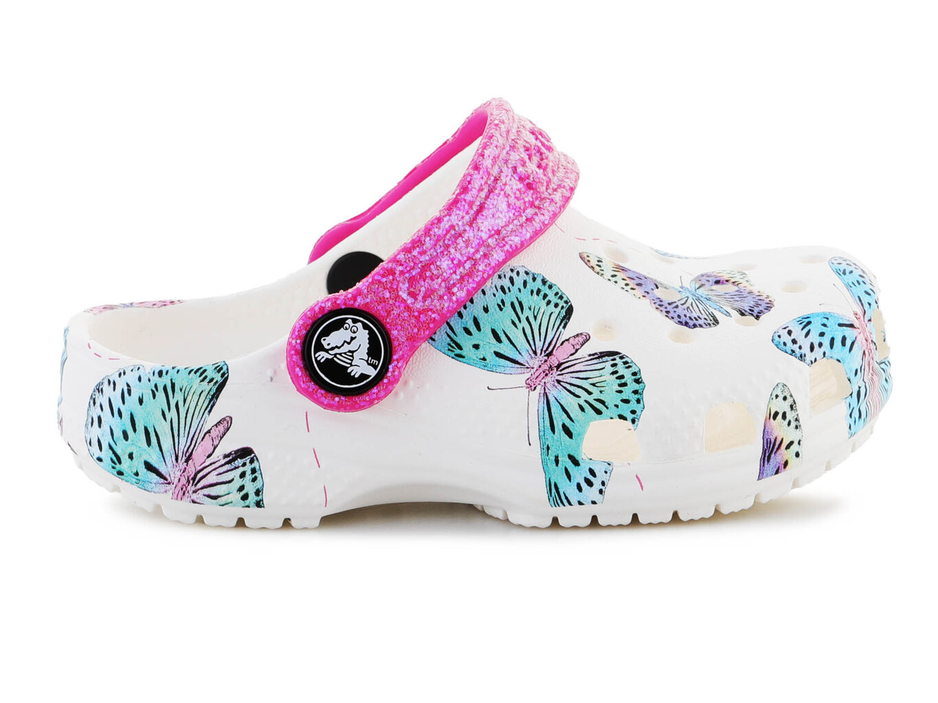 Crocs šlepetės vaikams Classic Butterfly Clog 208300-94S 30411-484, baltos цена и информация | Šlepetės, kambario avalynė vaikams | pigu.lt