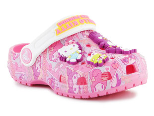 Crocs šlepetės vaikams Classic Hello Kitty 208025-680 30646-484, rožinės цена и информация | Детские тапочки, домашняя обувь | pigu.lt