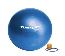 Gimnastikos kamuolys su pompa Tunturi, 75cm, mėlynas цена и информация | Гимнастические мячи | pigu.lt