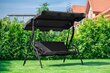 Lauko sūpynės su stogeliu Funfit Garden Relax, juodos цена и информация | Lauko sūpynės | pigu.lt