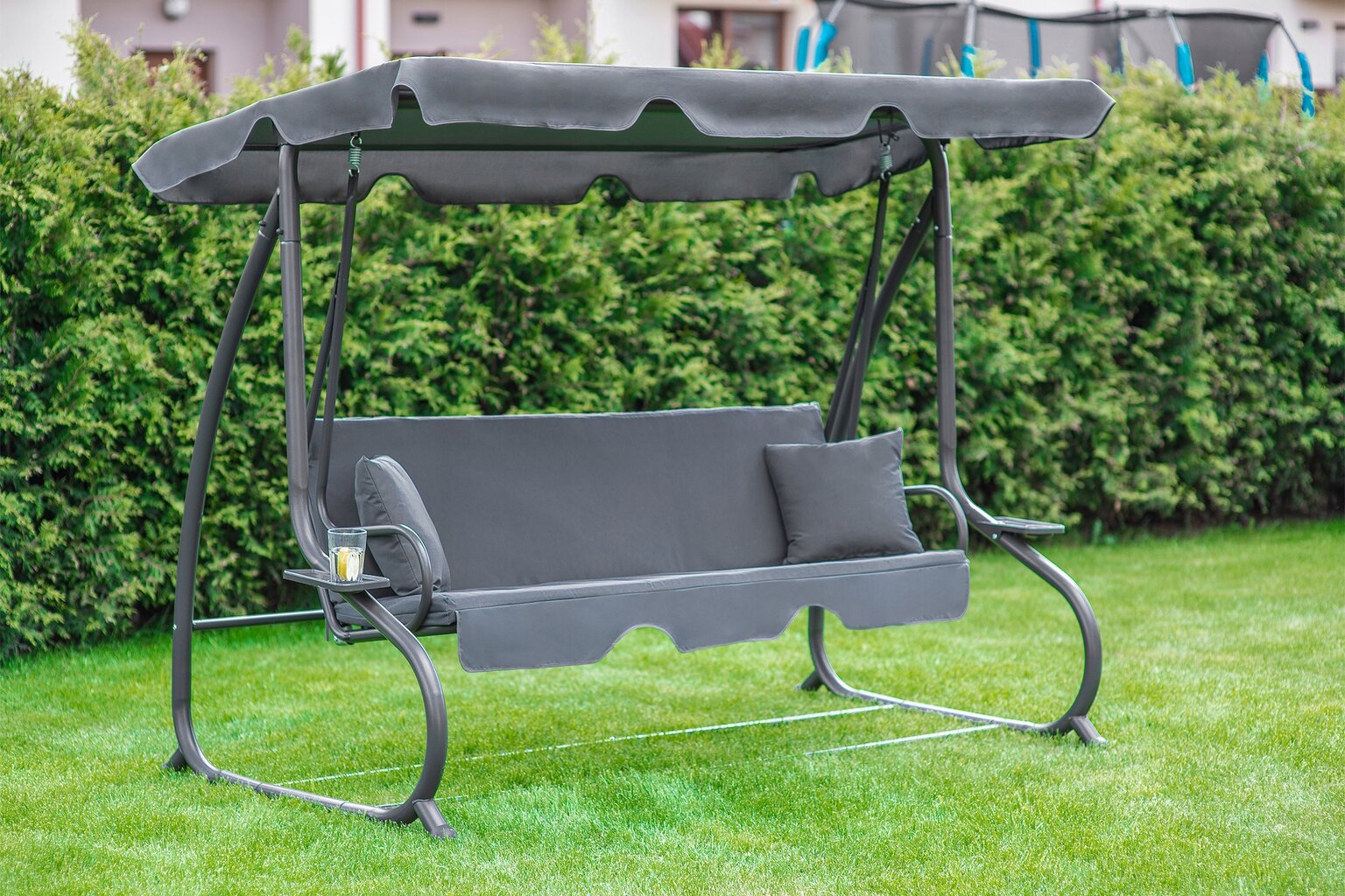 Lauko sūpynės su stogeliu Funfit Garden Relax Plus, pilkos kaina ir informacija | Lauko sūpynės | pigu.lt